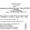 Feedback from a recent Foundations in Manual Therapy: Voice and Swallowing Disorders Seminar